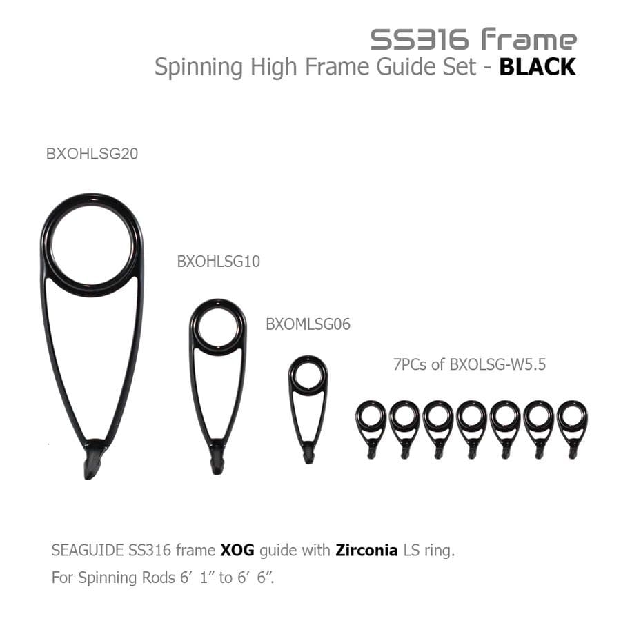 Seaguide Spinning High Frame Guide Set 6'6" Zirconia Ring LS