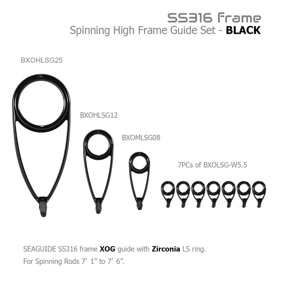 Seaguide Spinning High Frame Guide Set 7'6" Zirconia Ring LS
