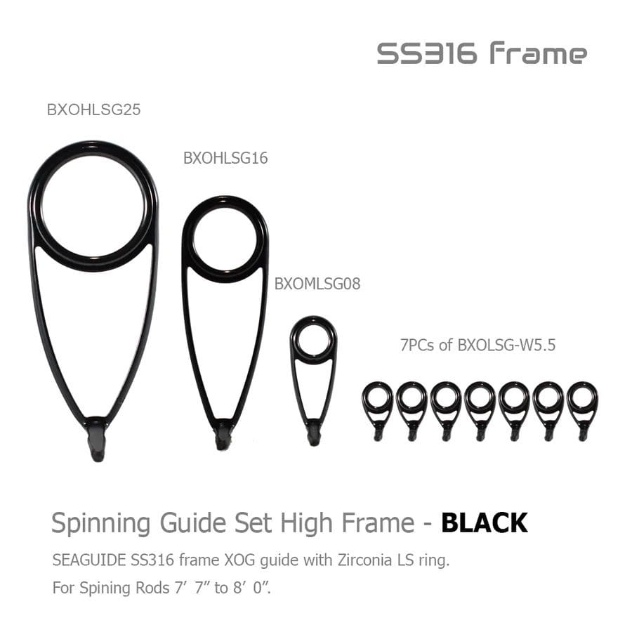 Seaguide Spinning High Frame Guide Set 8'0" Zirconia Ring LS